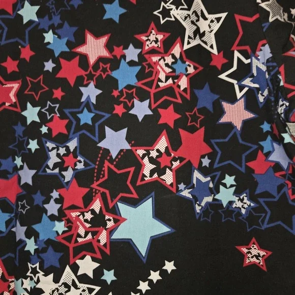 UA Scrubs Patriotic Scrub Top Women's Size Large Black Shirt 4th Of July Stars - Picture 5 of 6